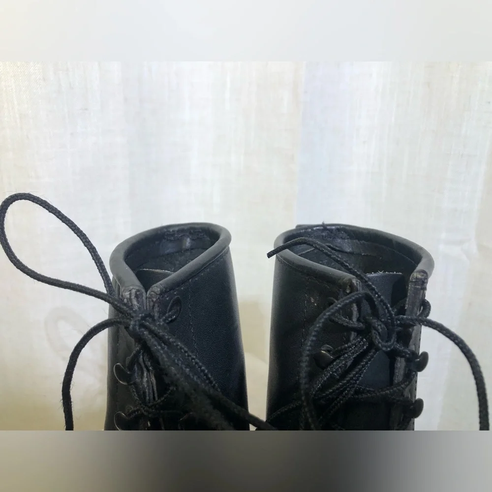 Vtg Durango Black Leather Lace-Up Fringe Kiltie Packer Boots